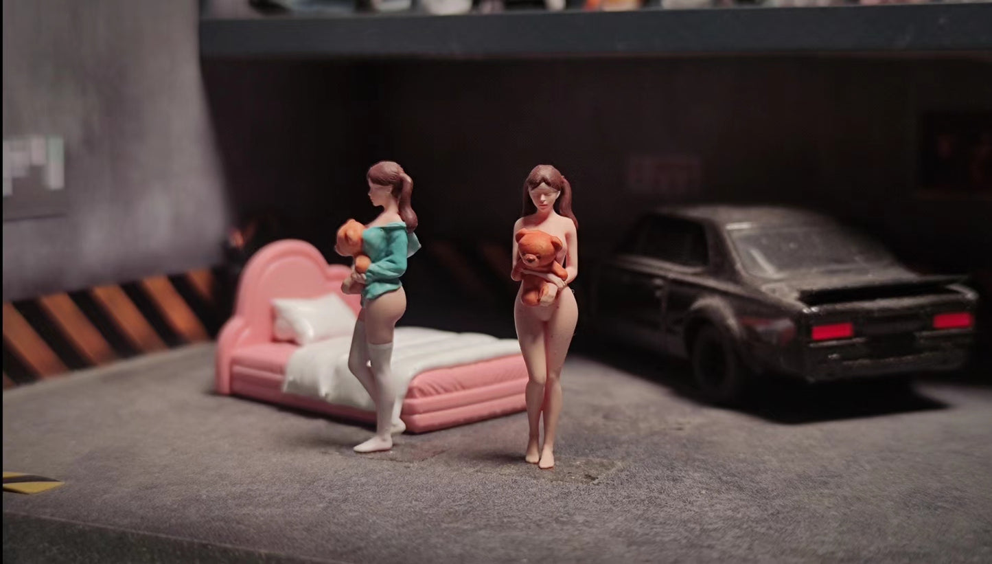Wx-Made 1/64 Scale Figurines Model Sexy Pillow Ponytail Girl Collection Miniature Hand-painted