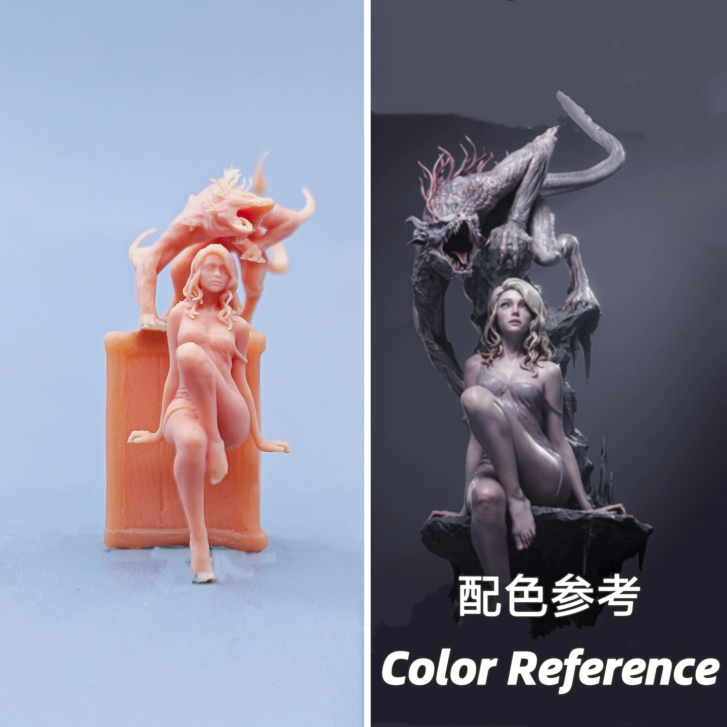 1/64 1/43 Figurines Scale Model Resin Beauty and Dragon Uncolored Miniatures Diorama Hand-painted C720