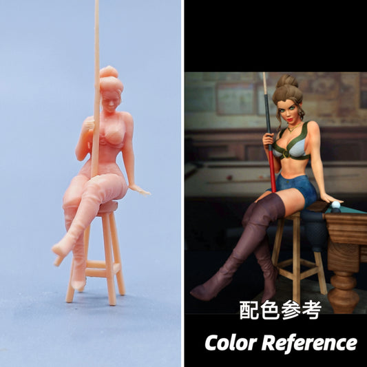 1/64 1/43 Figurines Scale Model Resin Billiards Girl Uncolored Miniatures Diorama Hand-painted C726