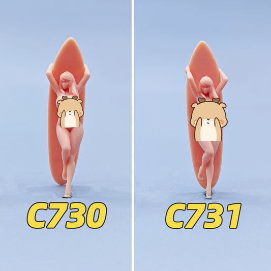 1/64 1/43 Figurines Scale Model Resin Surfboard Girl Uncolored Miniatures Diorama Hand-painted C730 C731