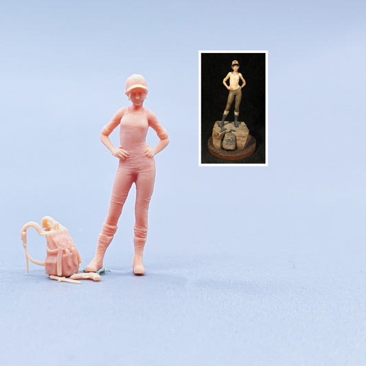 1/64 1/43 Figurines Scale Model Resin Outdoor Camping Women Uncolored Miniatures Diorama Hand-painted C319