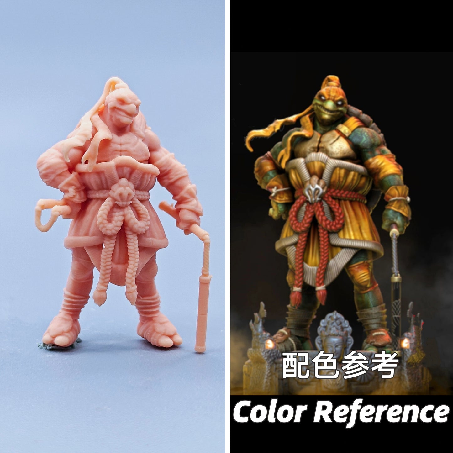 1/64 1/43 Figurines Scale Model Resin Ninja Turtles Cross Waist Michelangelo Uncolored Miniatures Diorama Hand-painted C819