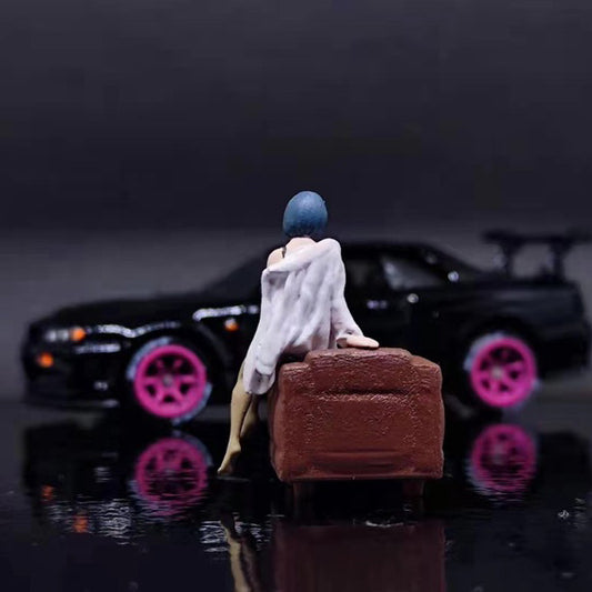 WX-MADE 1/64 Scale Figurines Model The Girl Sitting Next To The Sofa Collection Miniature Hand-painted