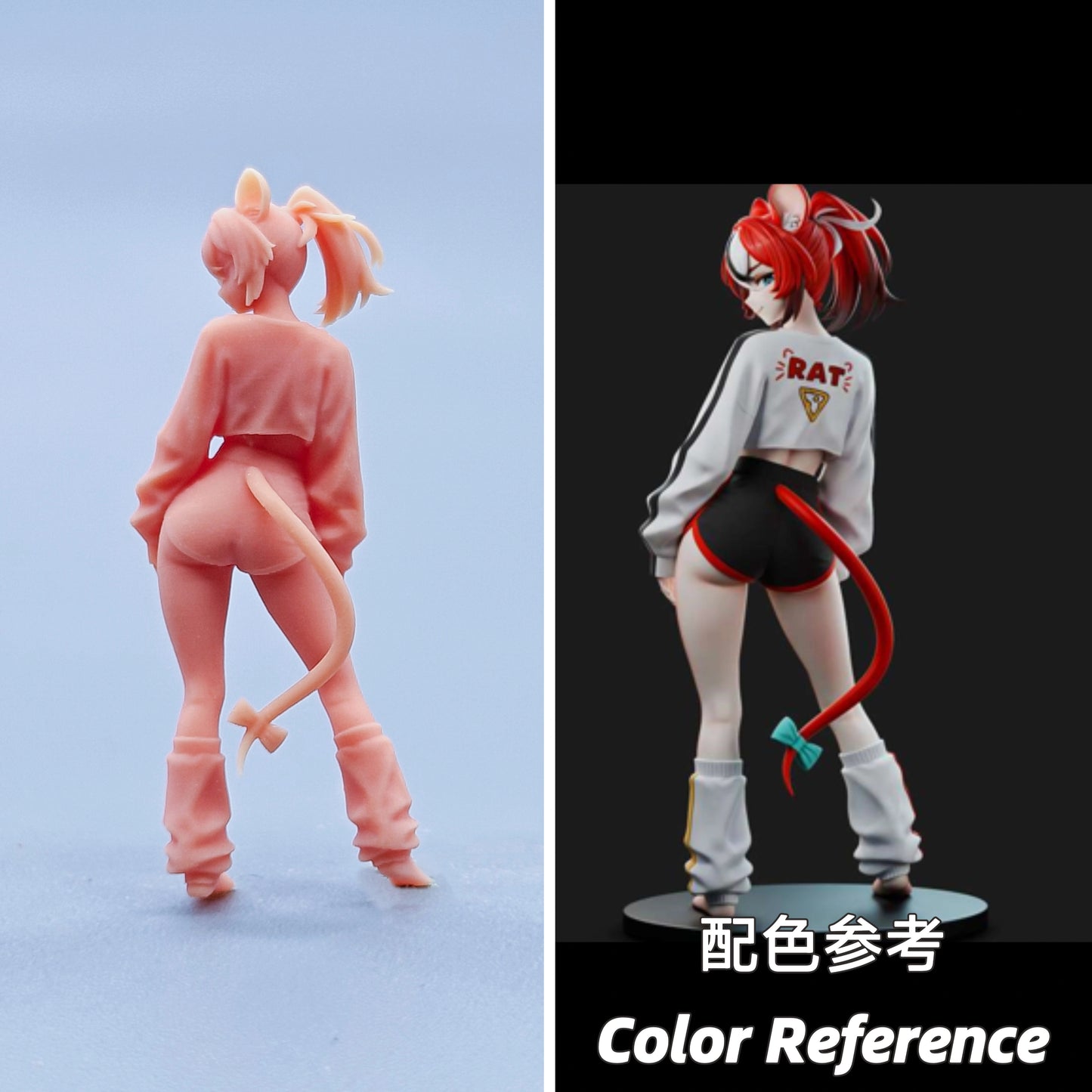 1/64 1/43 Figurines Scale Model Resin Mouse Eared Girl Uncolored Miniatures Diorama Hand-painted D633
