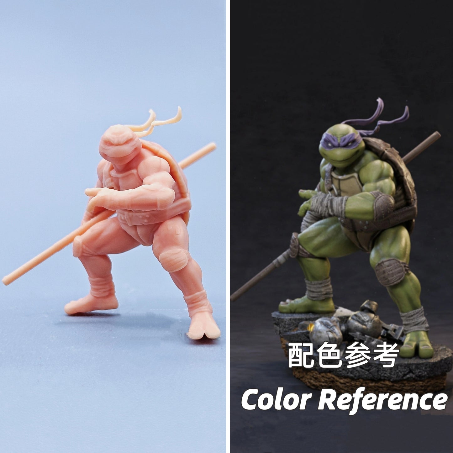 1/64 1/43 Figurines Scale Model Resin Turtle Stick Ninja Uncolored Miniatures Diorama Hand-painted C831