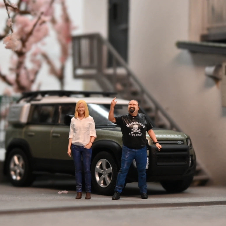 EHC Model 1/64 Scale Figurines Model Rock Man and Girlfriend Collection Miniature Hand-painted
