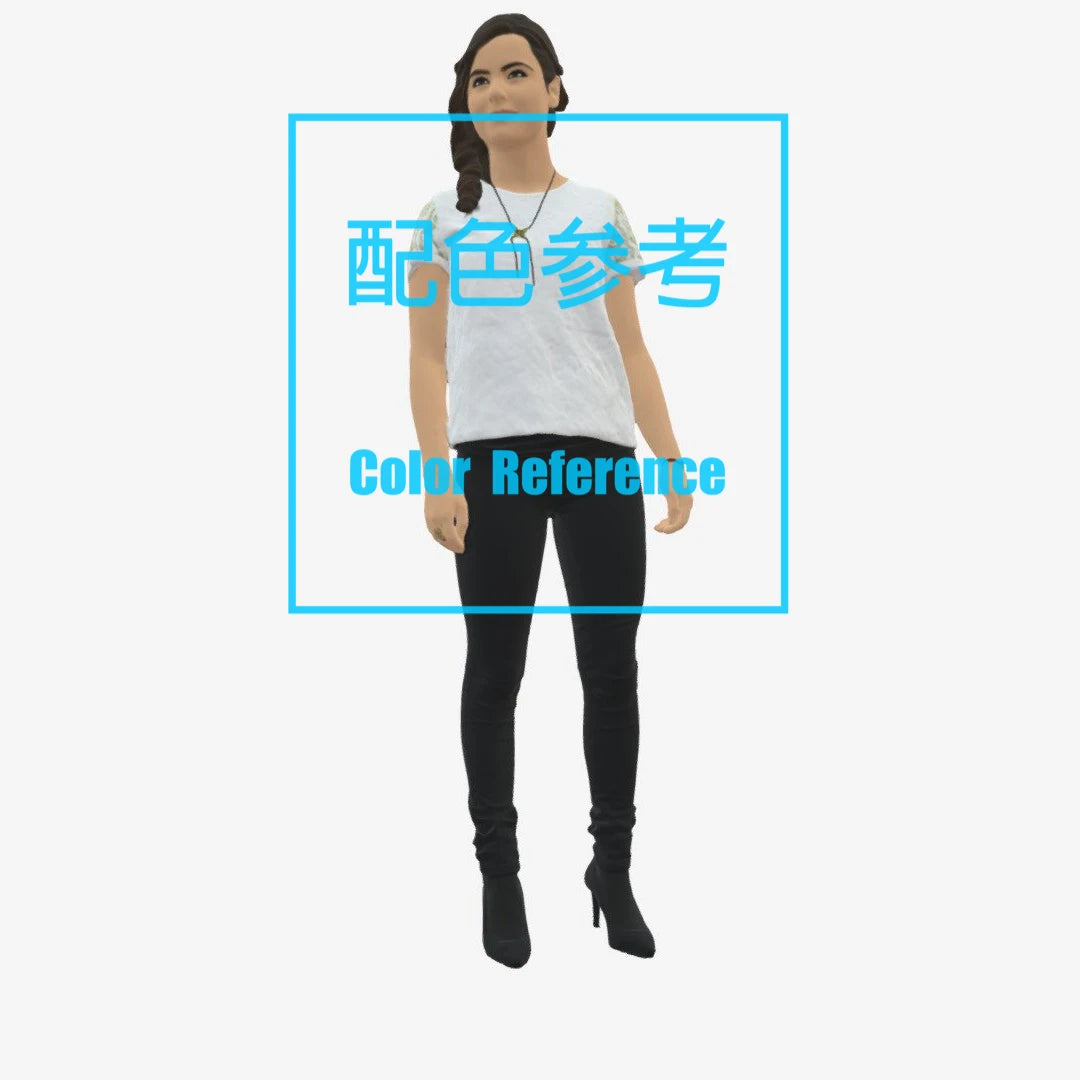1/64 1/43 Figurines Scale Model Resin Girl Wearing Short Sleeves Uncolored Miniatures Diorama Hand-painted L316