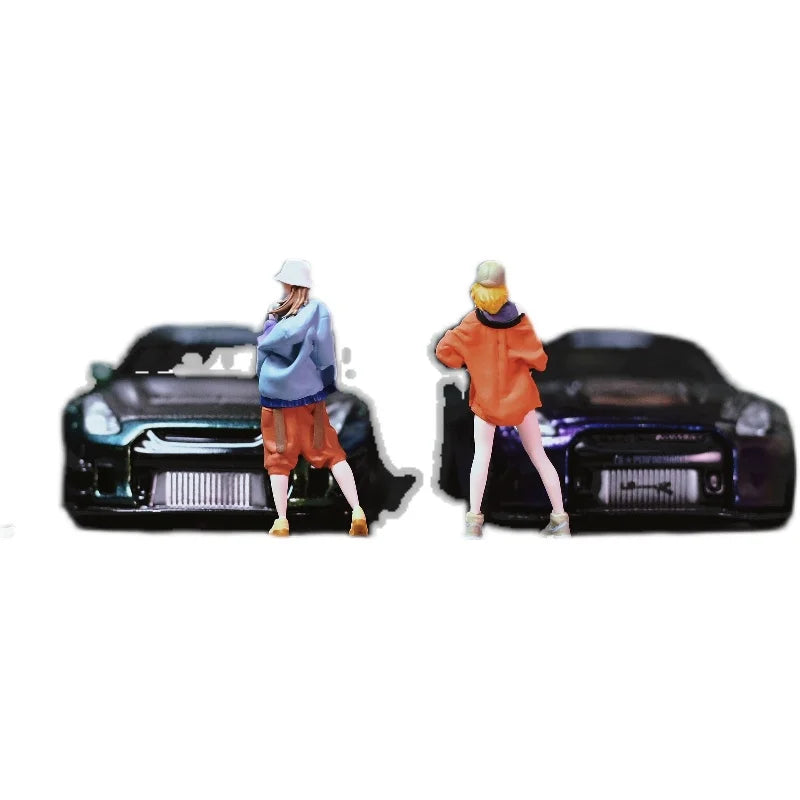 EHC Model Diorama 1/64 Scale Figurines Model Street Photography of Trendy Girl Collection Miniature Hand-painted