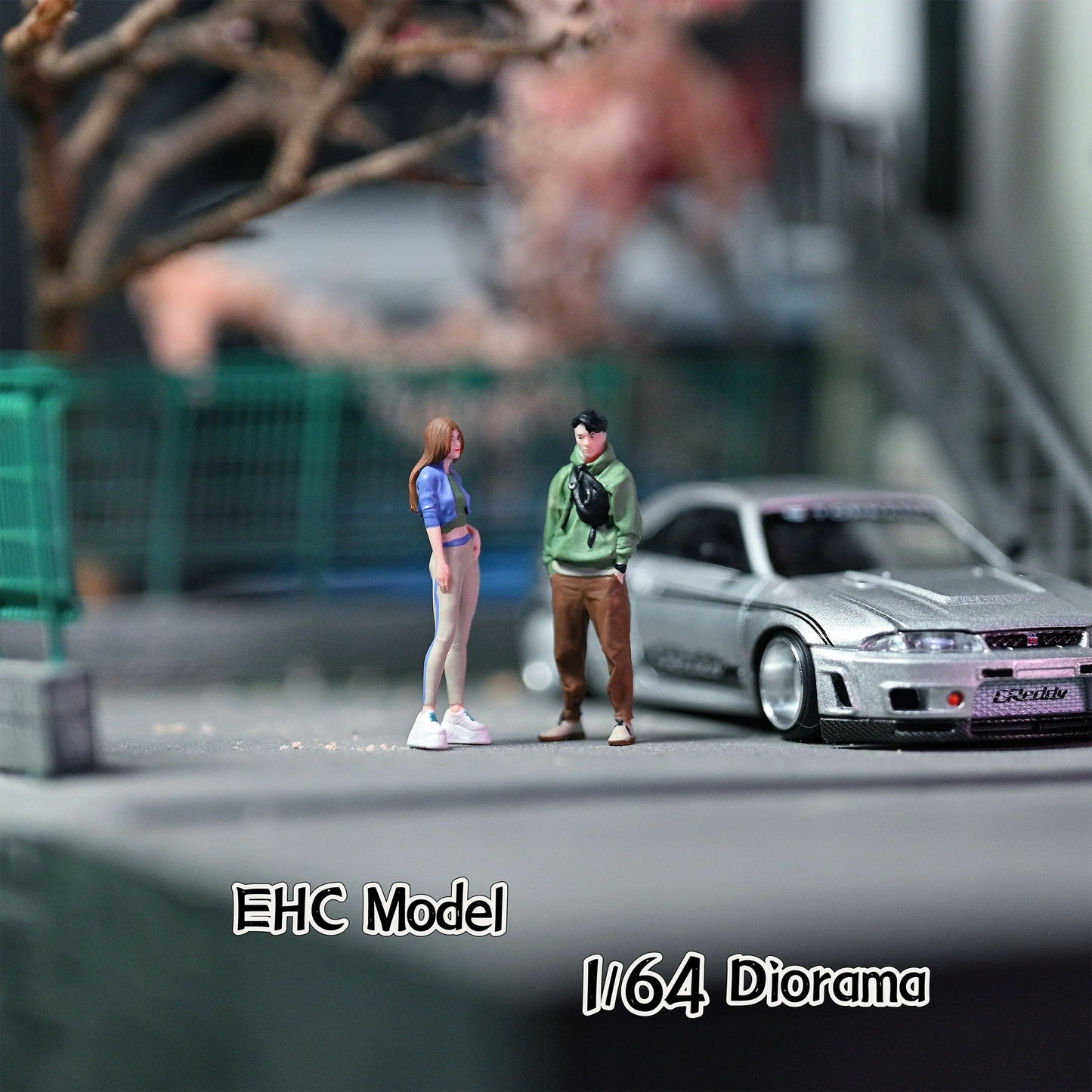 EHC Model Diorama 1/64 Scale Figurines Model Shoulder Bag Men&navel Exposed Women Collection Miniature Hand-painted
