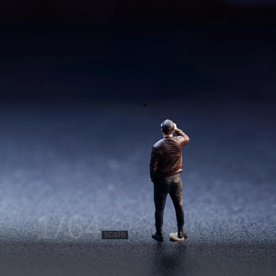 SZ Produced Diorama 1/64 Scale Figurines Model Leather jacket man Collection Miniature Hand-painted