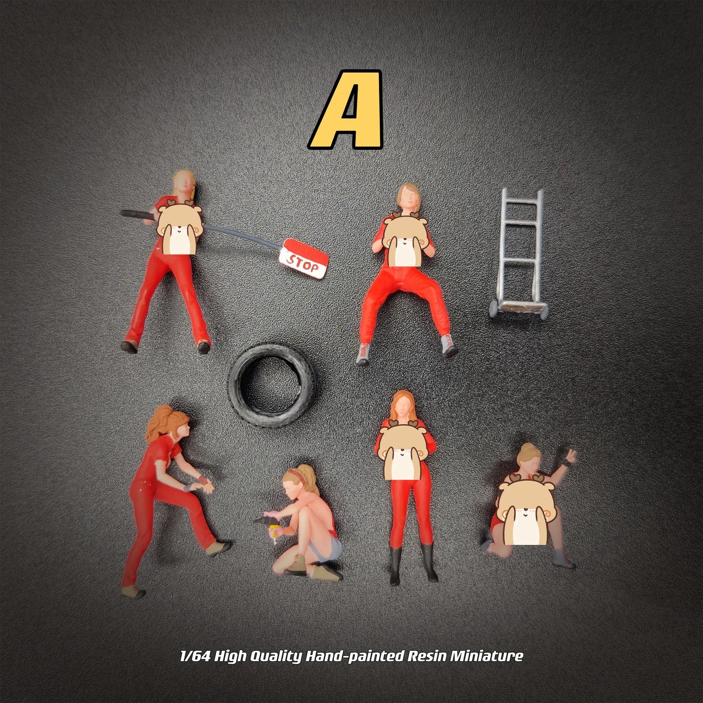Lucky Studio Diorama 1/64 Scale Figurines Model Female Maintenance Team Collection Miniature Hand-painted