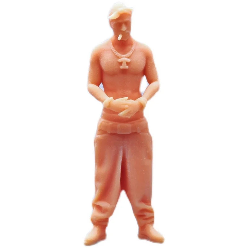 1/64 1/43 Figurines Scale Model Resin 2Pac Rap Singer Hip Hop Scene Matching Uncolored Miniatures Diorama Hand-painted T924