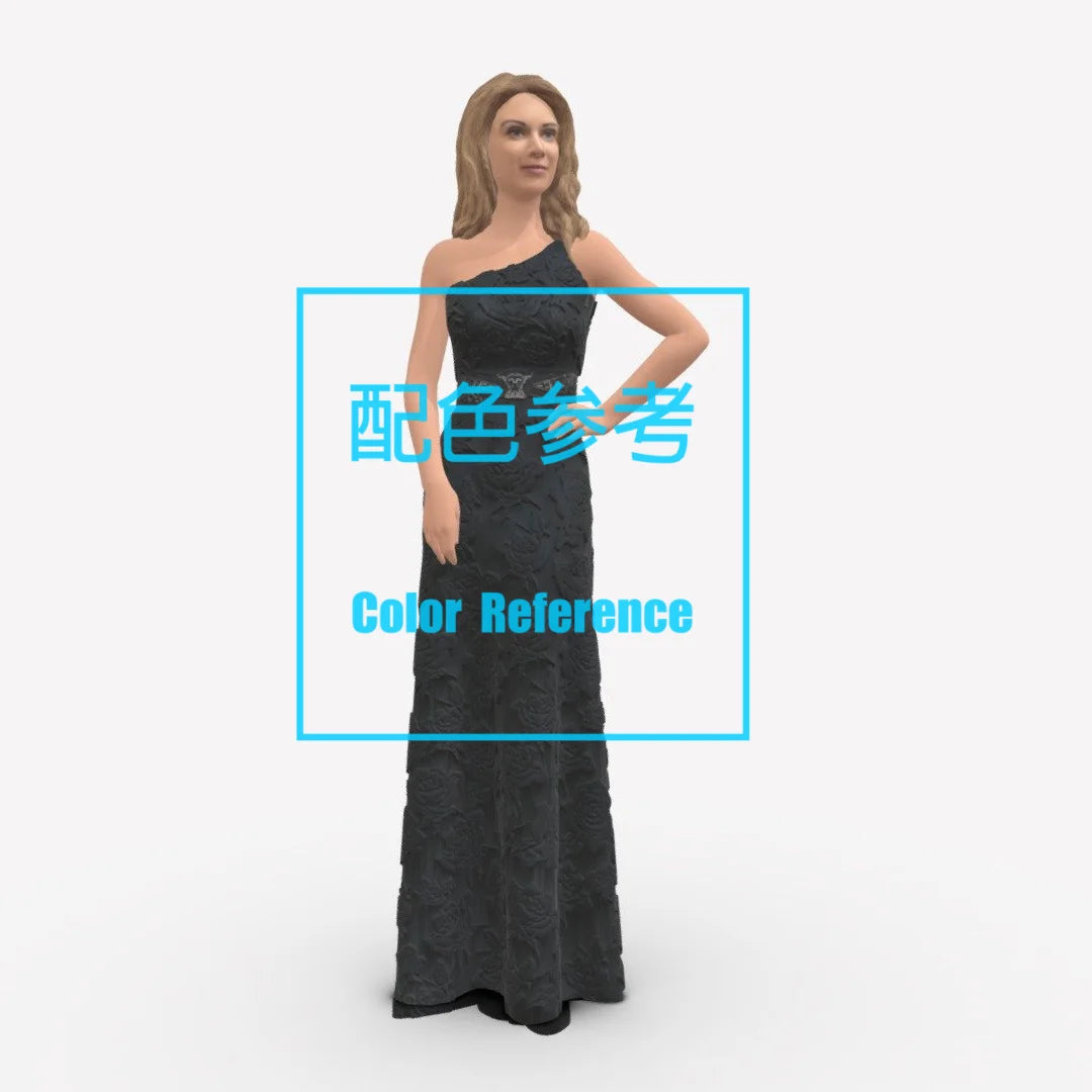 1/64 1/43 Figurines Scale Model Resin Women standing in evening dress Uncolored Miniatures Diorama Hand-painted V202