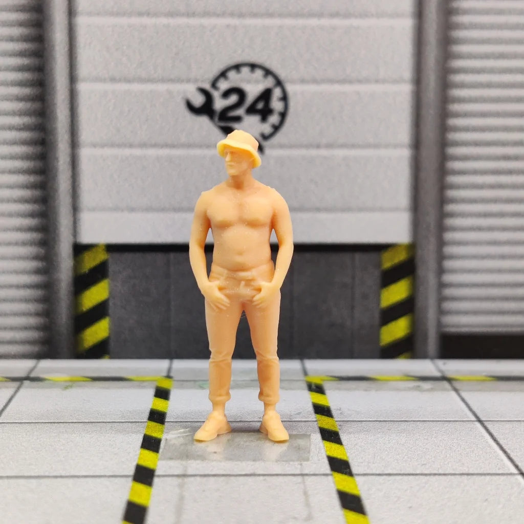 1/64 1/43 Scale Model Resin Naked Fisherman Hat MaleUncolored Miniature Diorama Hand-painted S036