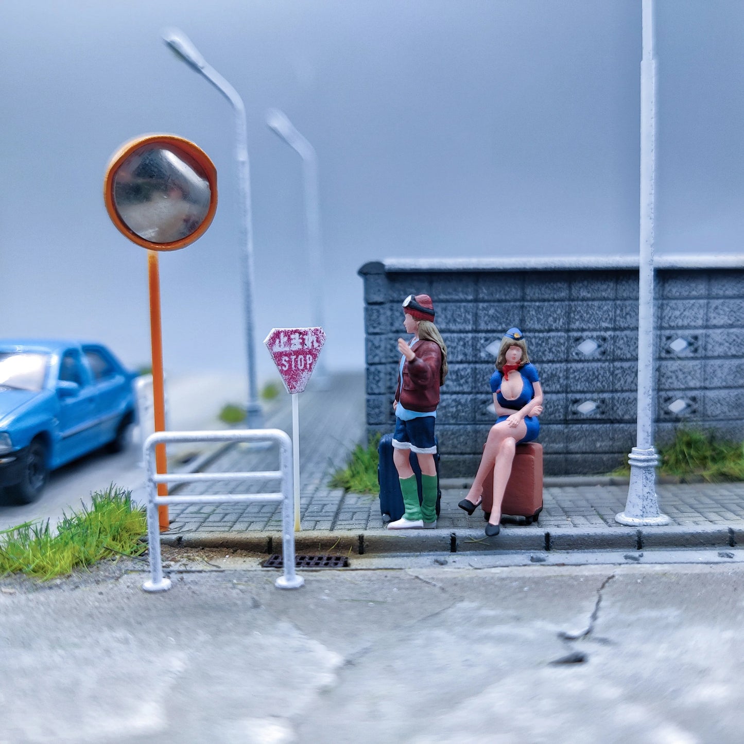 WT Minifactory 1:64 Scale Figures Luggage Girl Duo Model Dioramas Diecast Miniature Collection