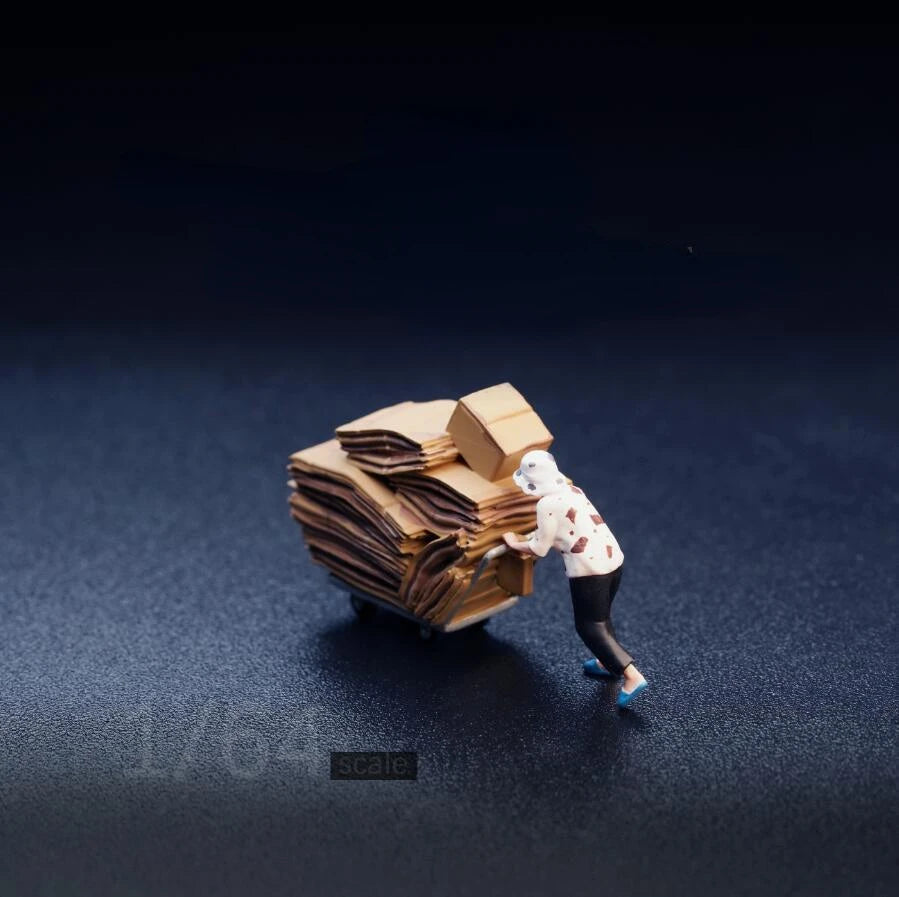 SZ Produced Diorama 1/64 Scale Figurines Model Waste Collecting Grandma Collection Miniature Hand-painted