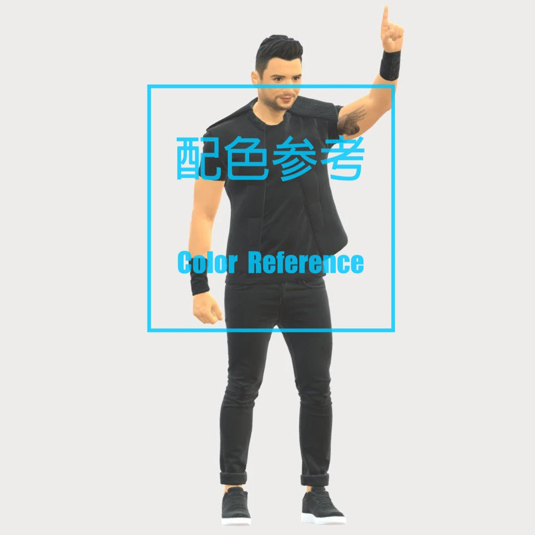 1/64 1/43 Figurines Scale Model Resin Middle Aged Man Holding Up His Fingers Uncolored Miniatures Diorama Hand-painted L211