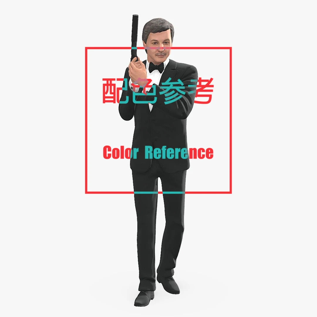 1/64 1/43 Figurines Scale Model Resin A Man in A Suit Holding A Gun Uncolored Miniatures Diorama Hand-painted L312