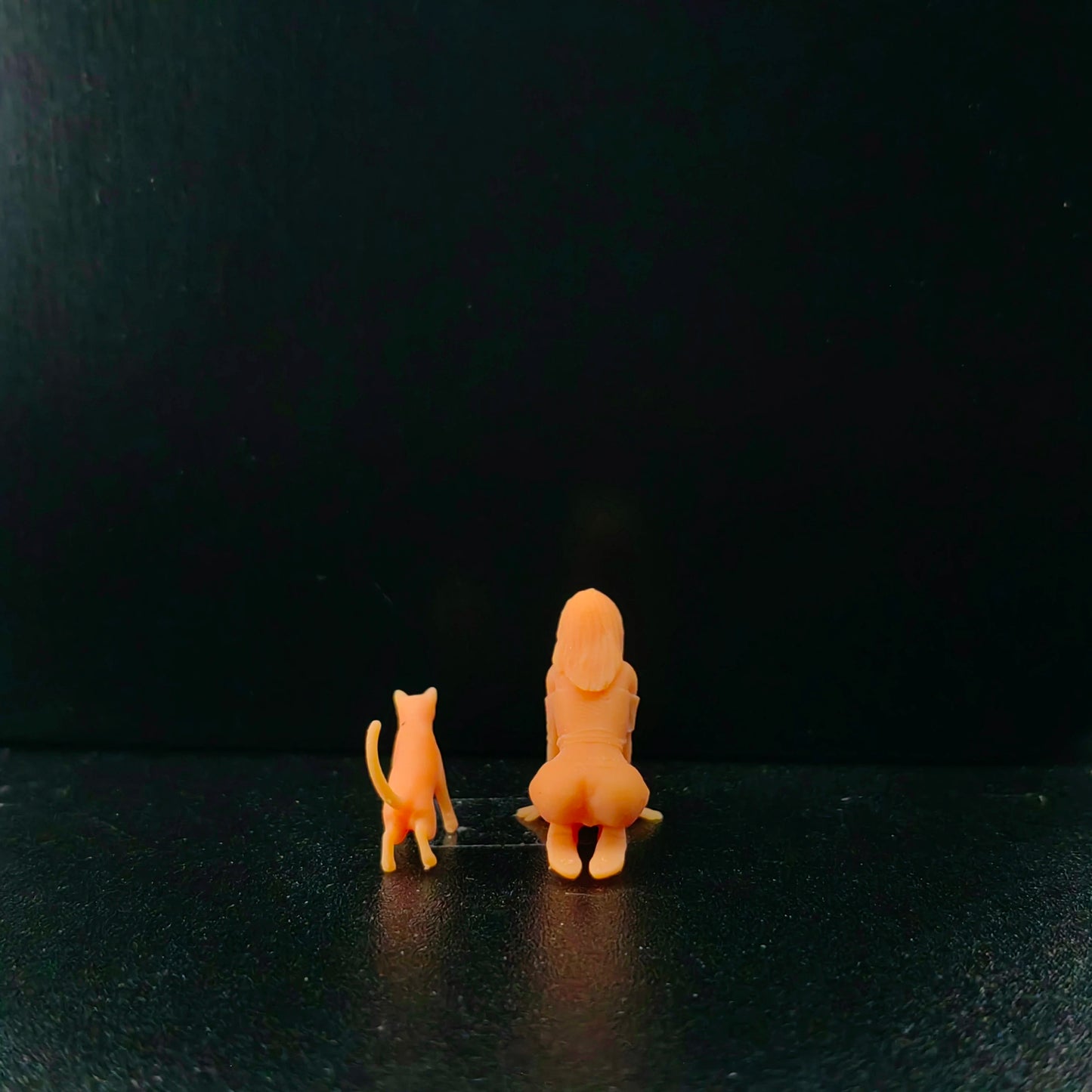 1/64 1/43 Scale Model ResinTease The Cat - Kneeling Female+standing CatUncolored Miniature Diorama Hand-painted T609