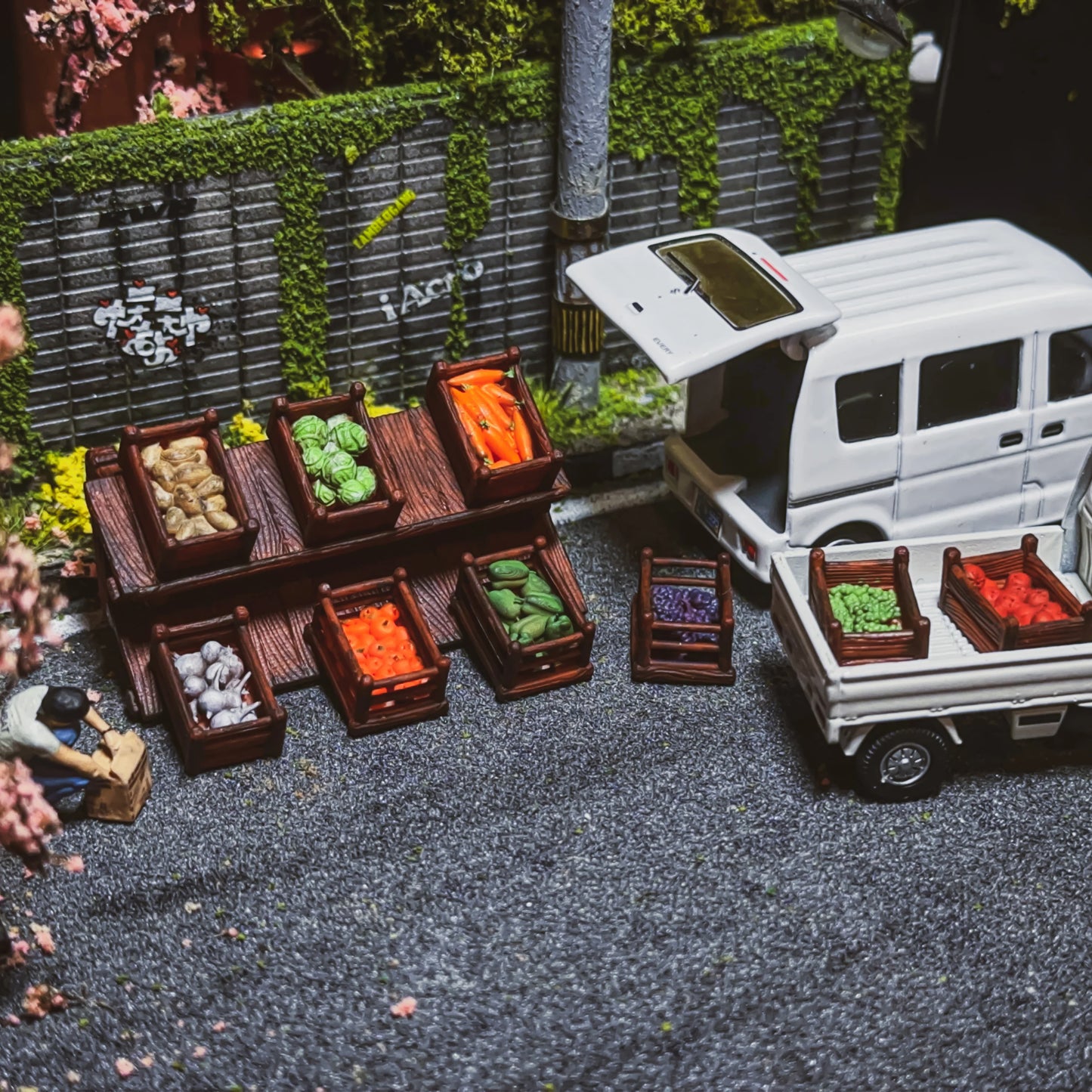 Enheng 1:64 Scene Accessories Vegetable and Fruit Stalls Are Reserved for Collection and Decoration