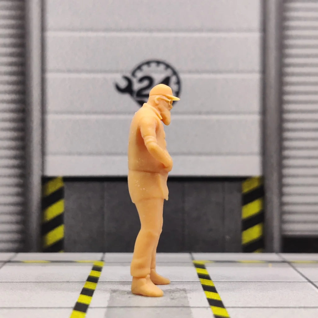 1/64 1/43 Scale Model Resin Male with Large Beard and Glasses In VestUncolored Miniature Diorama Hand-painted S536