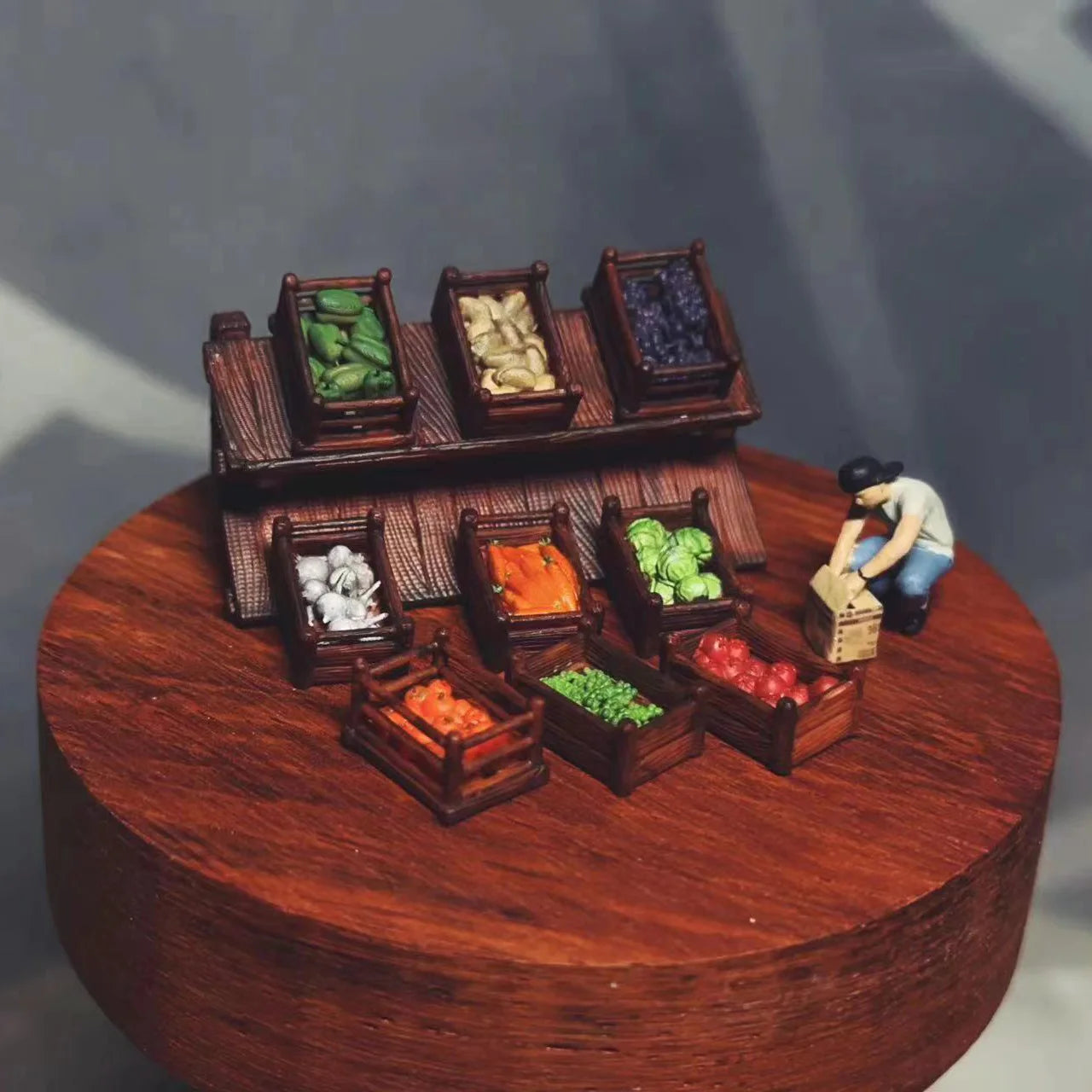 Enheng 1:64 Scene Accessories Vegetable and Fruit Stalls Are Reserved for Collection and Decoration
