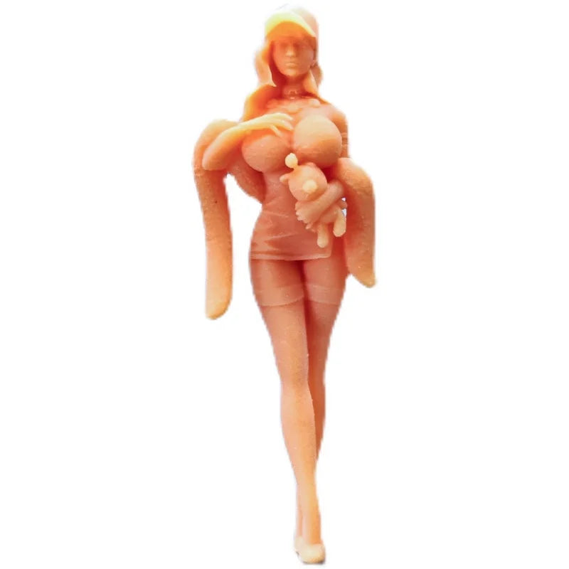 1/64 1/43 Figurines Scale Model Resin Duck Tongue Hat Sable Jewelry Girl Uncolored Miniatures Diorama Hand-painted S637