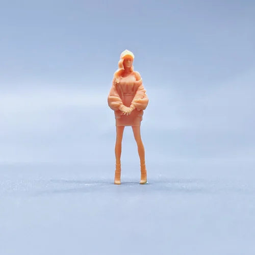 1/64 1/43 Figurines Scale Model Resin Tall Hat Curly Haired Woman Uncolored Miniatures Diorama Hand-painted S442 S443