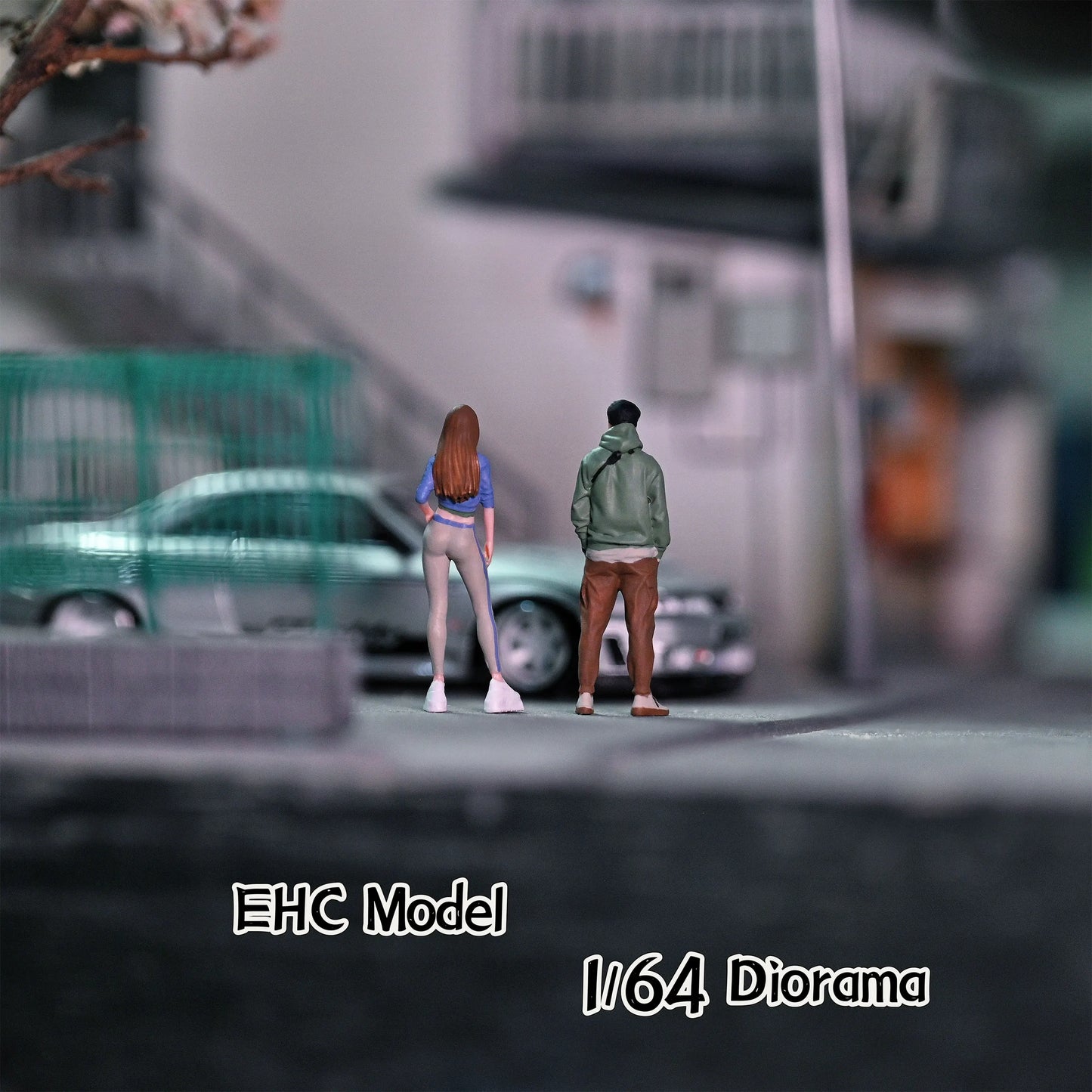 EHC Model Diorama 1/64 Scale Figurines Model Shoulder Bag Men&navel Exposed Women Collection Miniature Hand-painted
