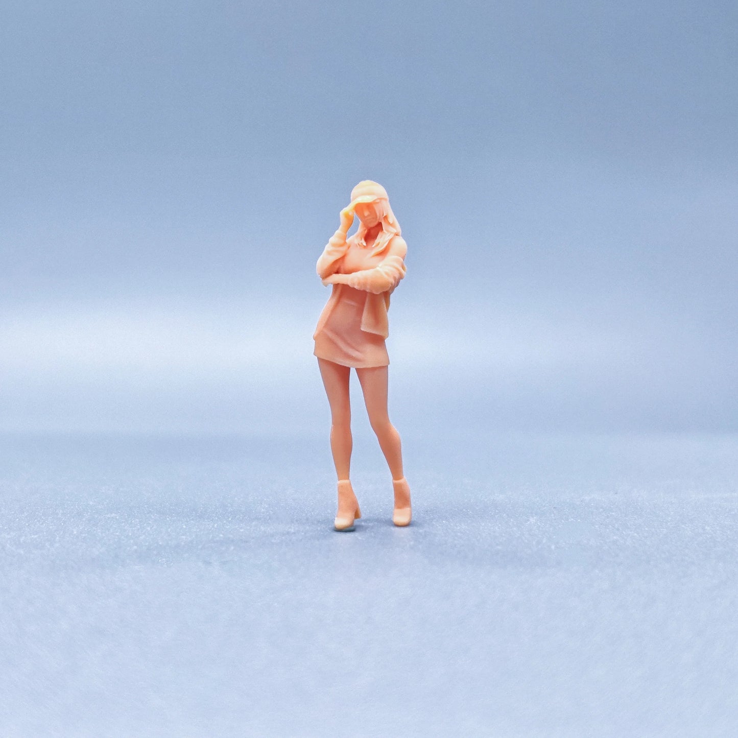 1/64 1/43 Figurines Scale Model Resin Standing Position Skirt Hat Girl Uncolored Miniatures Diorama Hand-painted V724