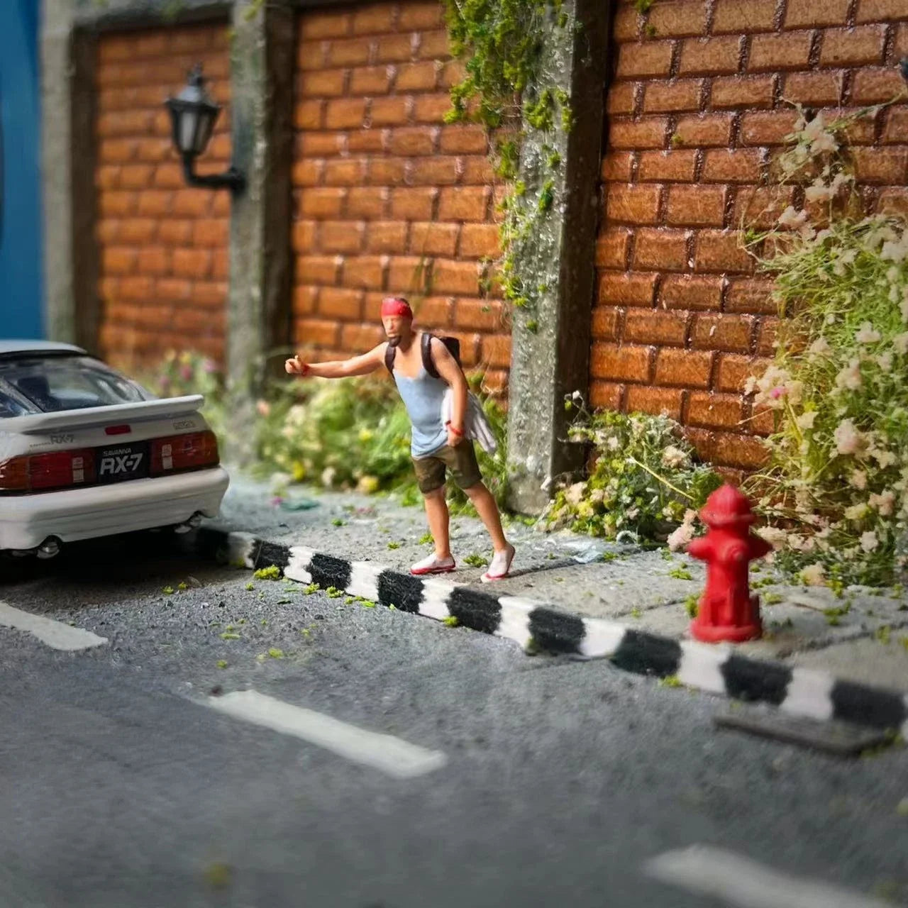 LP.Mini World Diorama 1/64 Scale Figurines Model Stopping Passersby Collection Miniature Hand-painted