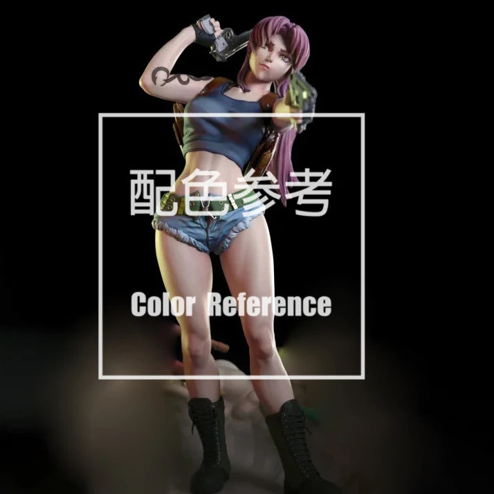 1/64 1/43 Figurines Scale Model Resin Standing Posture Two Gun Ponytail Woman Uncolored Miniatures Diorama Hand-painted V706