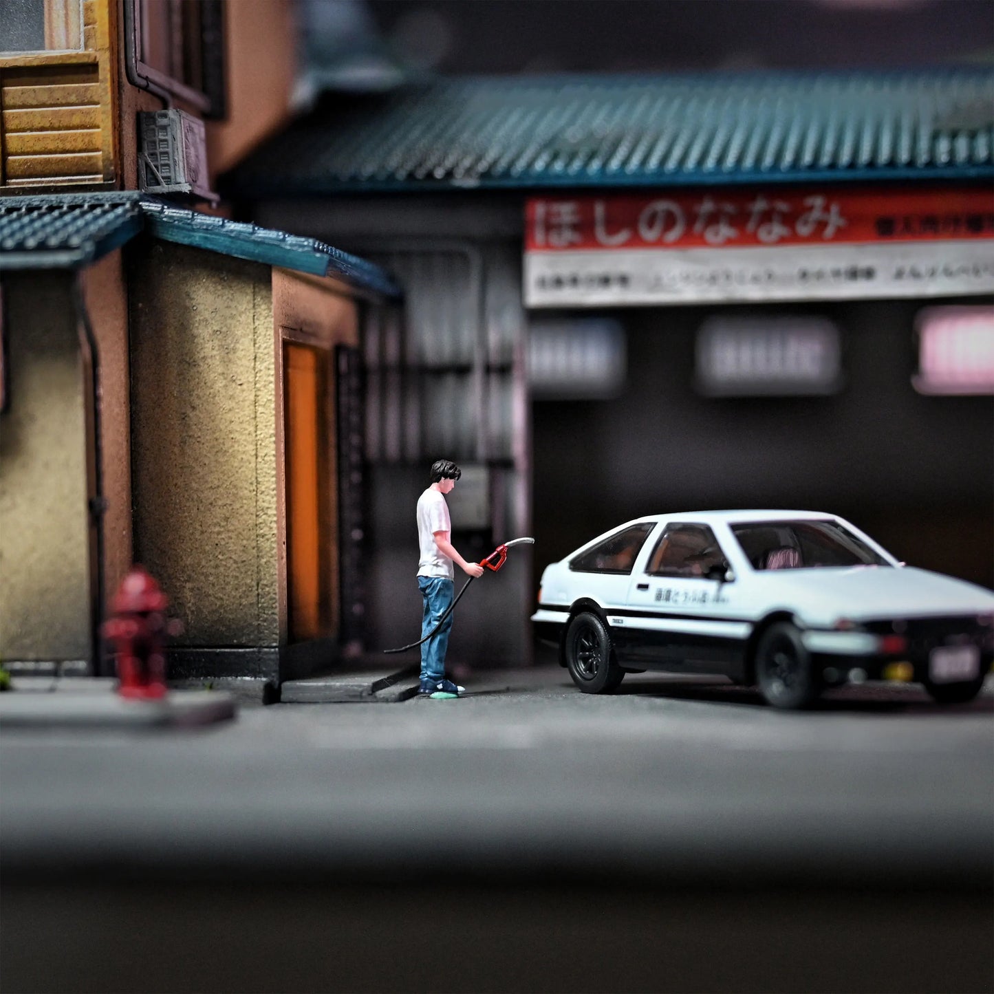 EHC Model Diorama 1/64 Scale Figurines Model Tuohai Refueling & Car Washing Collection Miniature Hand-painted