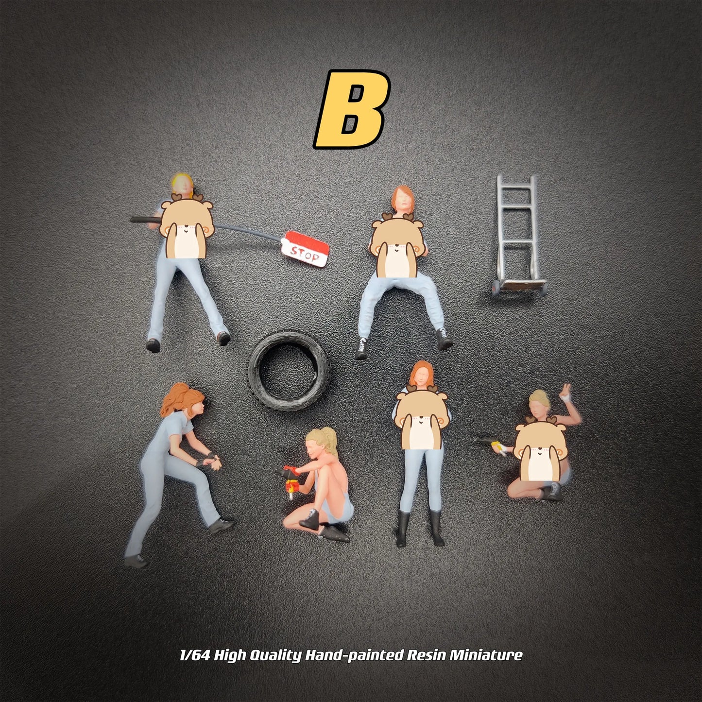 Lucky Studio Diorama 1/64 Scale Figurines Model Female Maintenance Team Collection Miniature Hand-painted