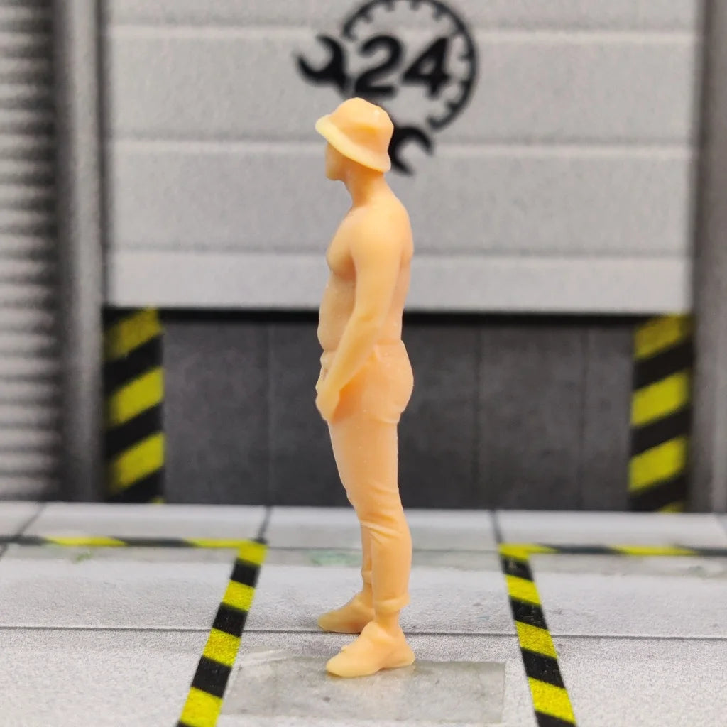 1/64 1/43 Scale Model Resin Naked Fisherman Hat MaleUncolored Miniature Diorama Hand-painted S036