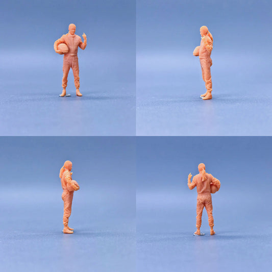 1/64 1/43 Scale Model Resin Male and Female Racers Uncolored Miniature Diorama Hand-painted