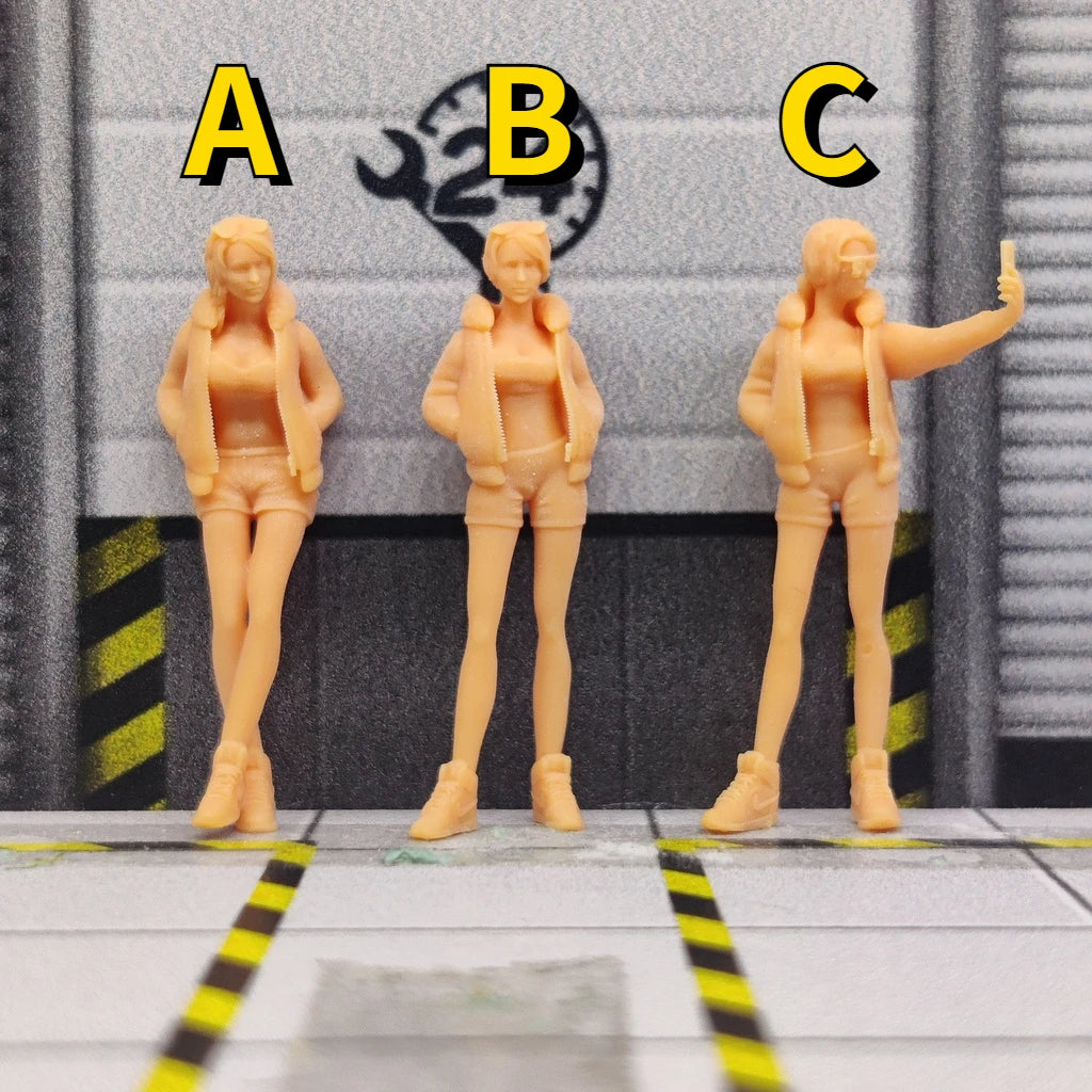 1/64 1/43 Scale Model Resin Sunglasses Hot Pants Female Uncolored Miniature Diorama Hand-painted T131