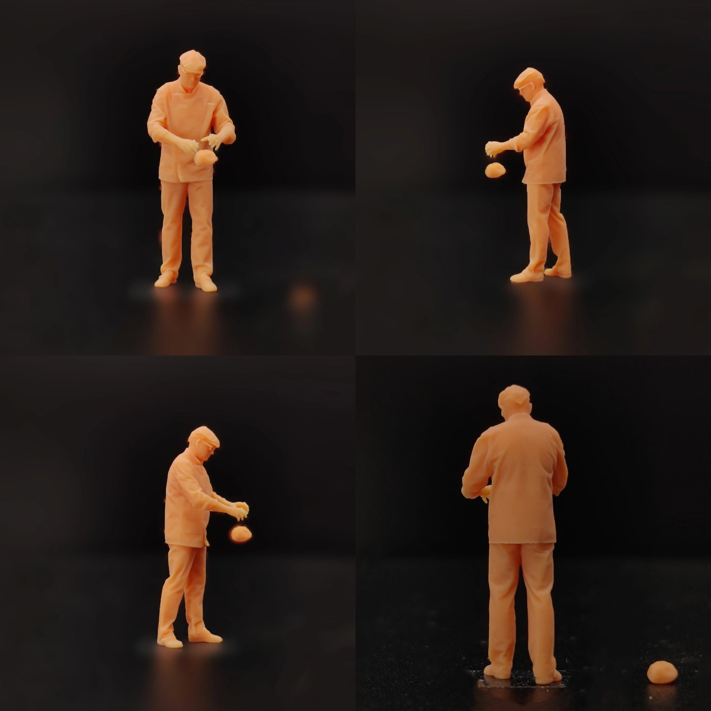 1/64 1/43 Scale Model Resin Chef Cuts Ham and Kneads Dough Uncolored Miniature Diorama Hand-painted T622 T623