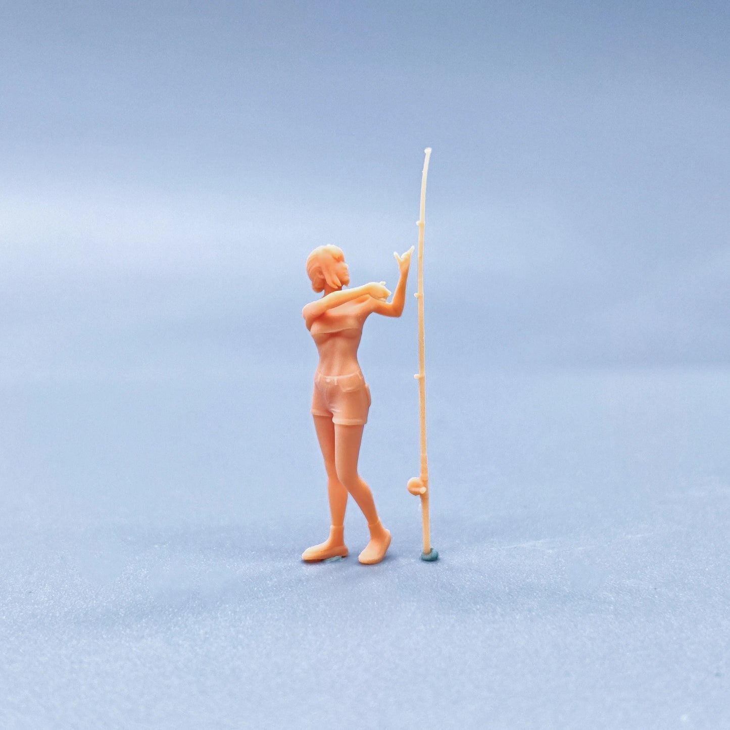 1/64 1/43 Figurines Scale Model Resin Fishing Swing Rod Girl Uncolored Miniatures Diorama Hand-painted V602