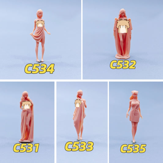 1/64 1/43 Figurines Scale Model Resin Bathrobe Girl Uncolored Miniatures Diorama Hand-painted  C531 C535