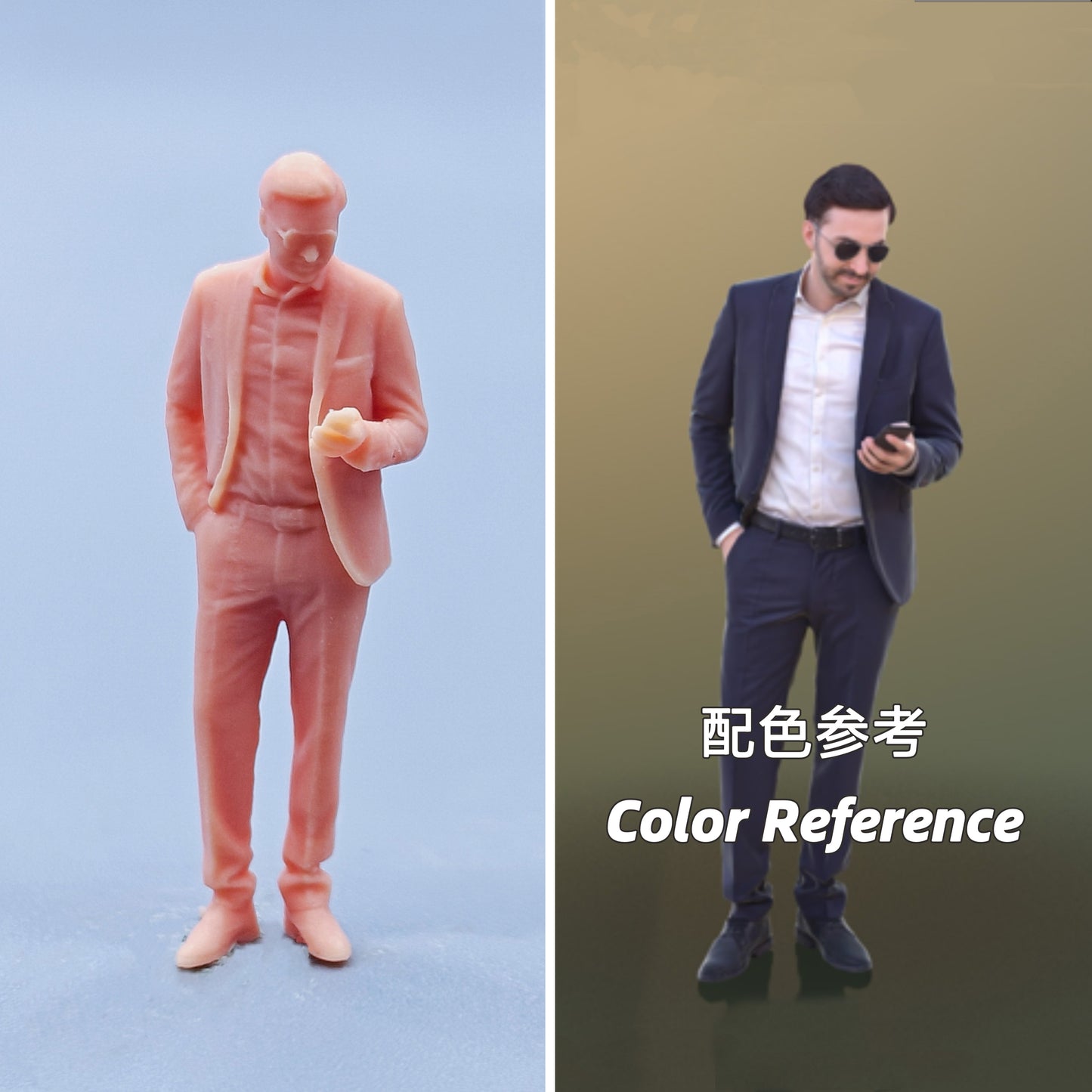 1/64 1/43 Figurines Scale Model Resin Glasses Man Look Down At His Phone Uncolored Miniatures Diorama Hand-painted D335