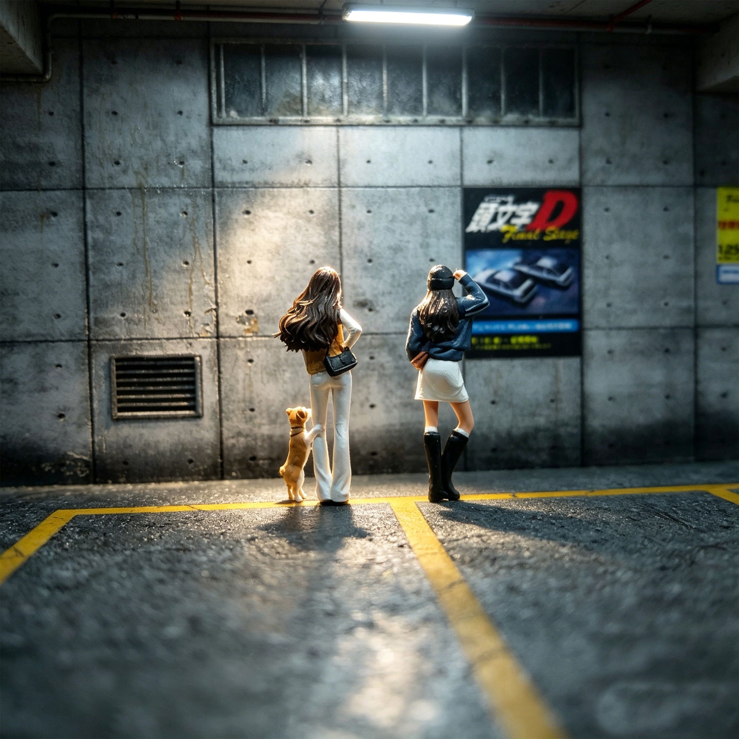 WT Minifactory 1/64 Scale Figurines Model Girl Walking Her Dog Duo Collection Miniature Hand-painted