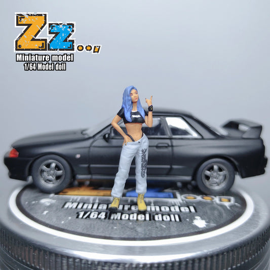 Zz Studio 1/64 Figure Model Hip Hop Girl Collection Miniature Hand-painted