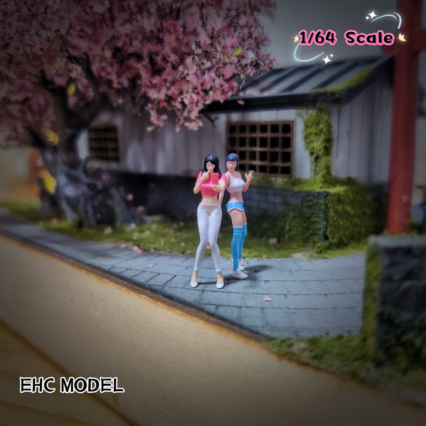 EHC Model 1/64 Scale Figurines Model Long Leg Selfie Girl Duo Collection Miniature Hand-painted