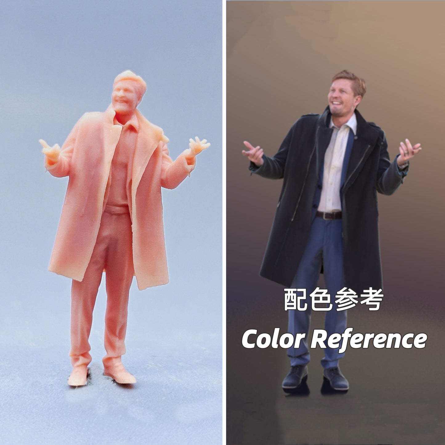 1/64 1/43 Figurines Scale Model Resin Overcoat Shrug Man Uncolored Miniatures Diorama Hand-painted D304