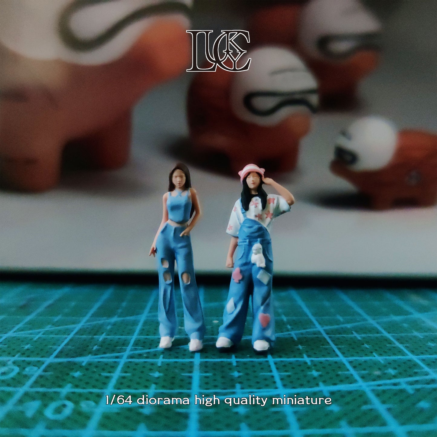 Lucky Studio 1/64 Scale Figurines Model Cowboy Sisters Duo Collection Miniature Hand-painted