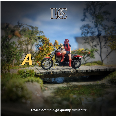 Lucky Studio 1/64 Scale Figurines Model Motorcycle Doll Collection Miniature Hand-painted