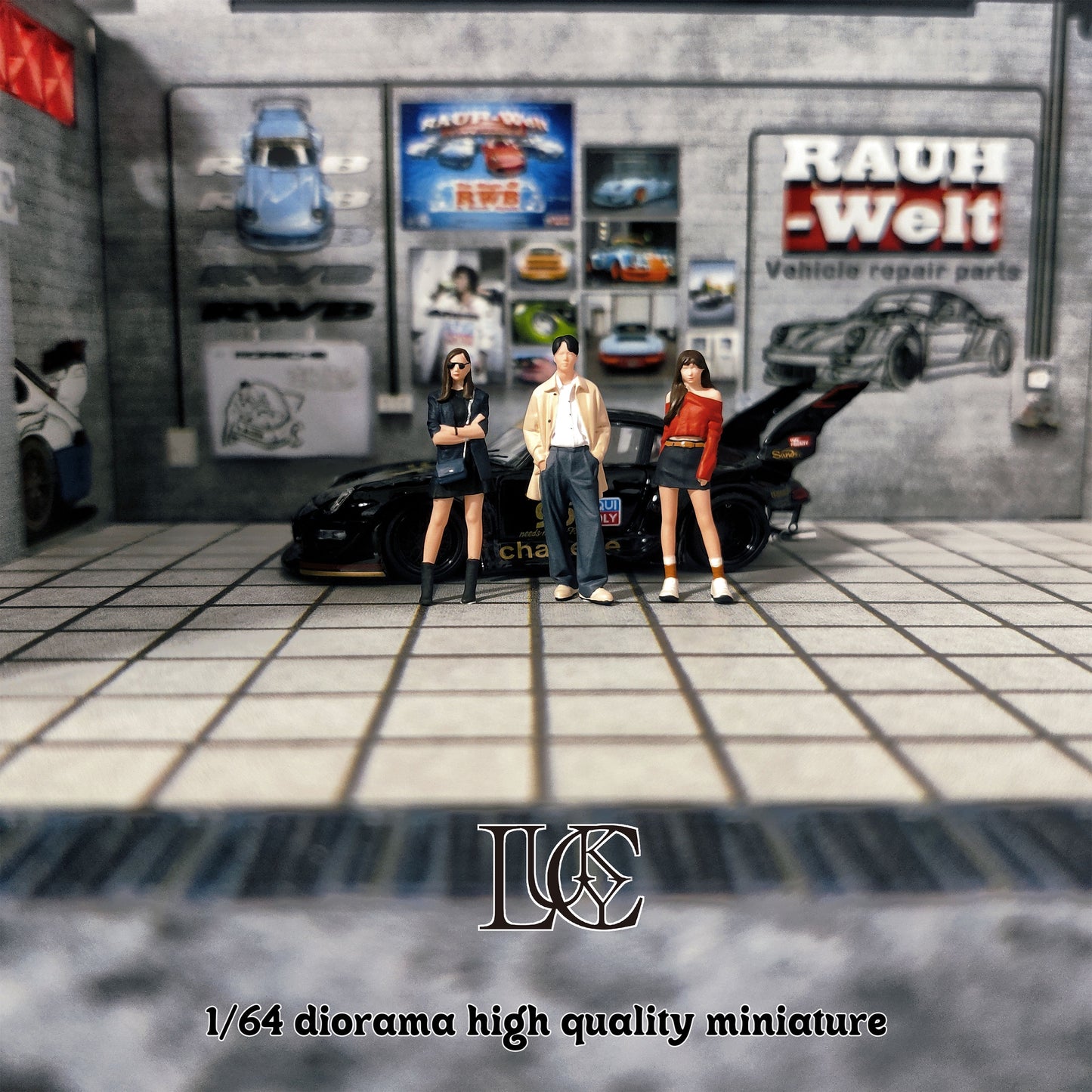 Lucky Studio 1/64 Scale Figurines Model Garage Tour Trio Collection Miniature Hand-painted