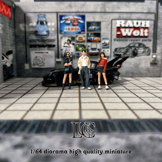 Lucky Studio 1/64 Scale Figurines Model Garage Tour Trio Collection Miniature Hand-painted