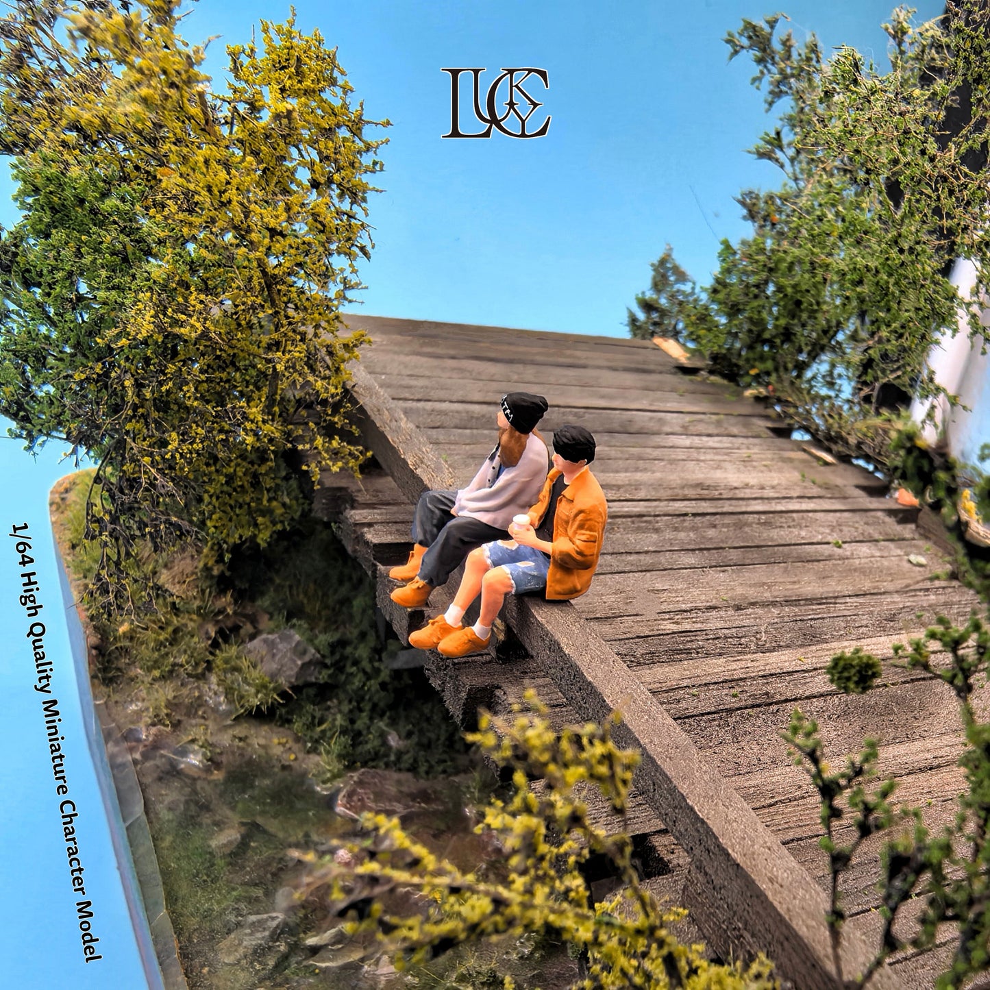 Lucky Studio 1/64 Scale Figurines Model Sitting Posture Dating Couple Collection Miniature Hand-painted